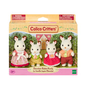 Calico Critters Chocolate Rabbit Family set of four figures in colorful outfits