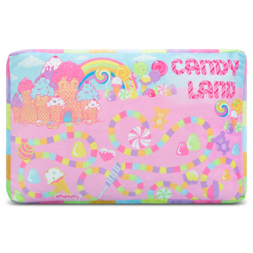Pink laptop case with colorful Candy Land game board design featuring rainbow castle and winding path