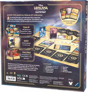 Disney Lorcana Gateway trading card game box back showing game contents and rules.