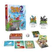 Sleeping Queens 2 The Rescue board game box with cards and game components displayed