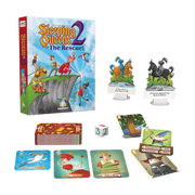 Sleeping Queens 2 The Rescue board game box with cards and components displayed
