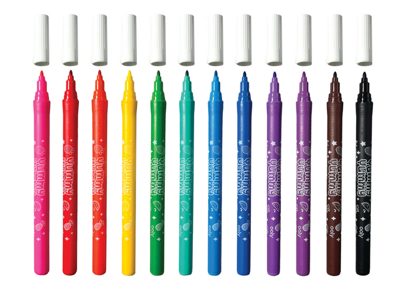 OOLY Yummy Yummy fruit scented markers set of 12 with white caps removed