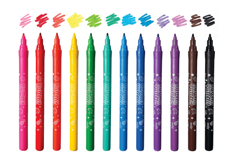 OOLY Yummy Yummy fruit scented markers set of 13 colors with color swatches above