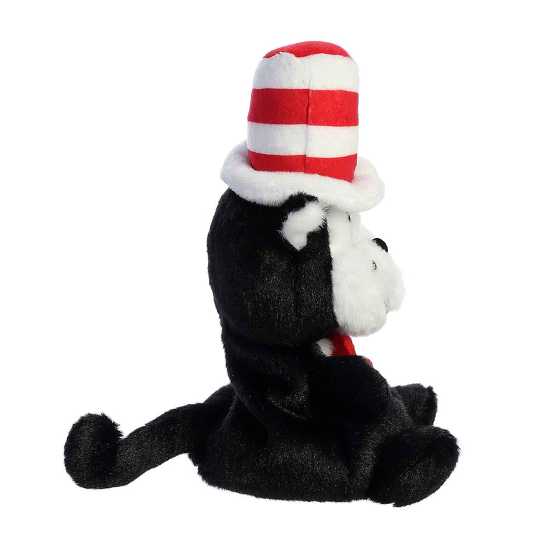Black Cat in the Hat plush toy wearing red and white striped hat