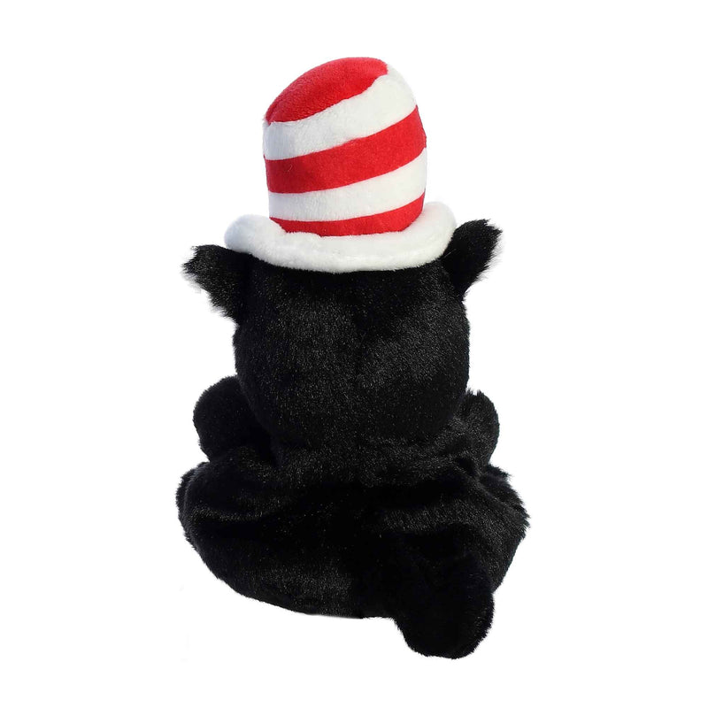 Black Cat in the Hat plush toy with red and white striped hat