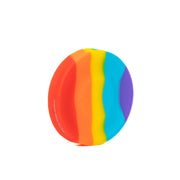 Rainbow striped mini flying disc with vertical color bands on white background