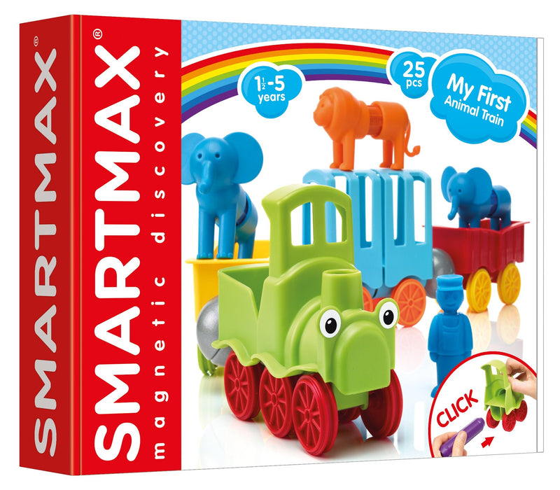 SmartMax My First Animal Train magnetic building toy with colorful train and elephant figures