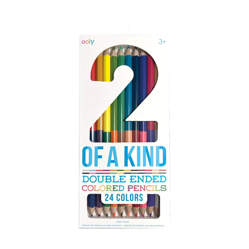 OOLY 2 of a Kind double-ended colored pencils package showing 24 colors