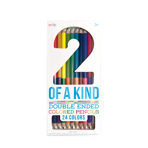 OOLY 2 of a Kind double-ended colored pencils package showing 24 colors