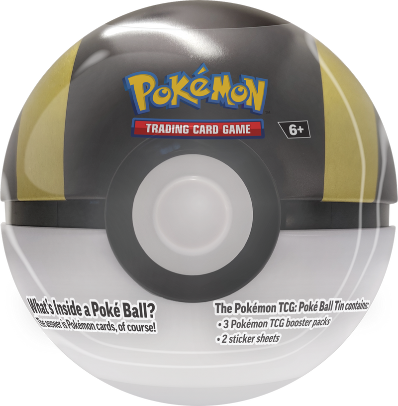 Pokemon Trading Card Game Poke Ball Tin with gray and yellow design