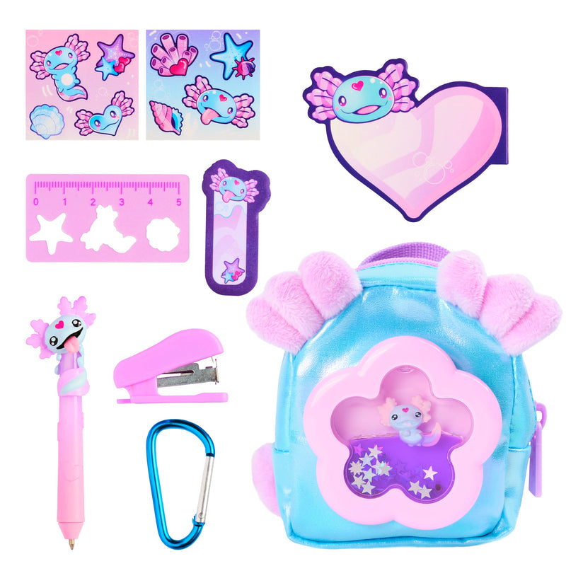 Real Littles Charms Backpack with mini accessories stickers ruler pen carabiner