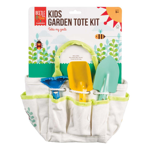 Beetle & Bee Kids Garden Tote Kit with tools and canvas bag
