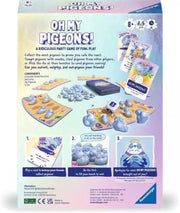 Oh My Pigeons board game package showing game components and instructions