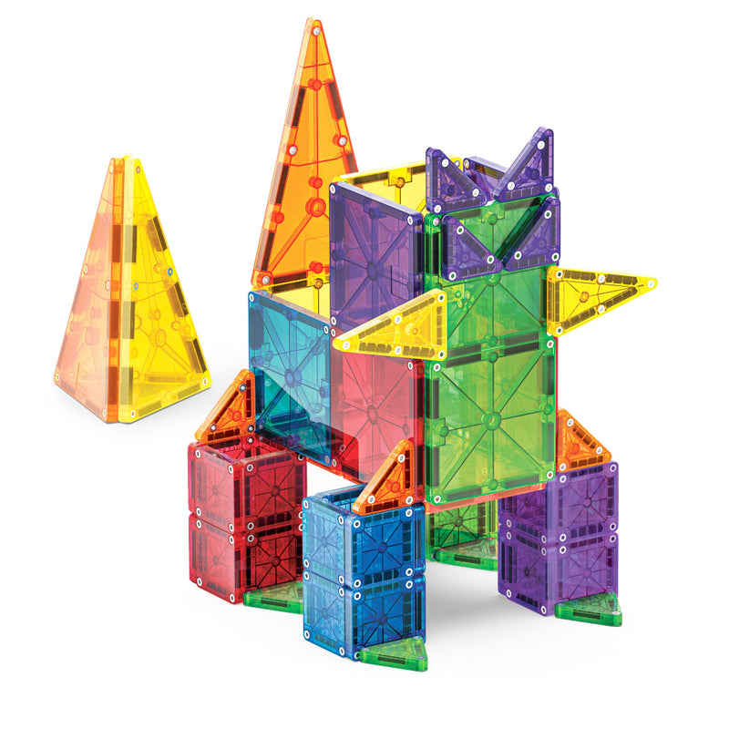 Magna-Tiles Combo microMAGS and Original 62-piece colorful translucent magnetic building tiles set