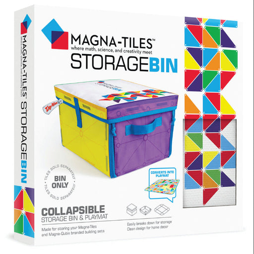 Magna-Tiles Storage Bin packaging showing collapsible storage container with colorful magnetic tiles