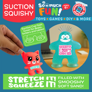 Colorful squishy toys with suction cups, stretchy soft sand filled characters for kids