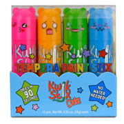 Kwik Stix Cuties tempera paint sticks 12-pack with cute animal faces on colorful tubes