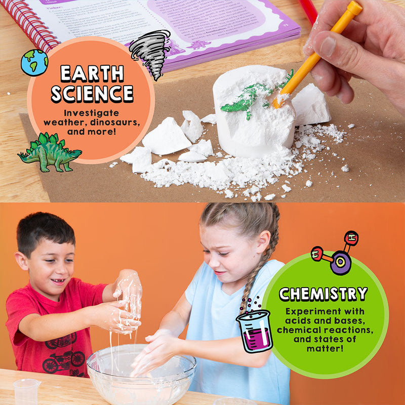 Children doing science experiments from Wow in the World 100 Experiments book