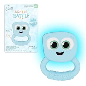 Glo Pals Blair blue light-up rattle with glowing feature and product packaging