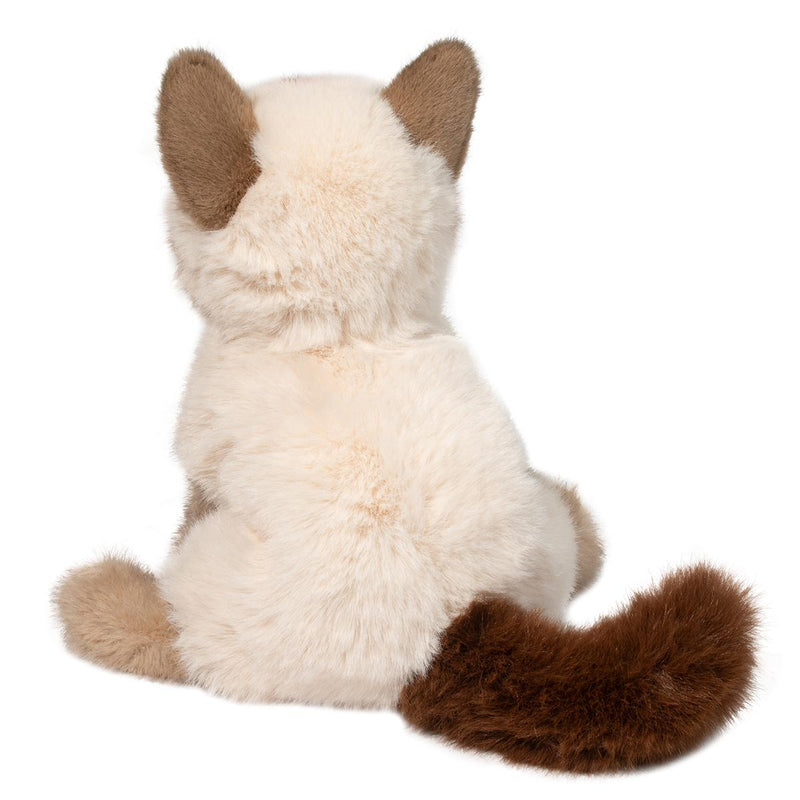 Plush Siamese cat stuffed animal with cream body and brown ears, paws and tail