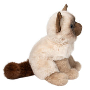 Dlux Fu Siamese Cat plush toy with cream and brown coloring on white background