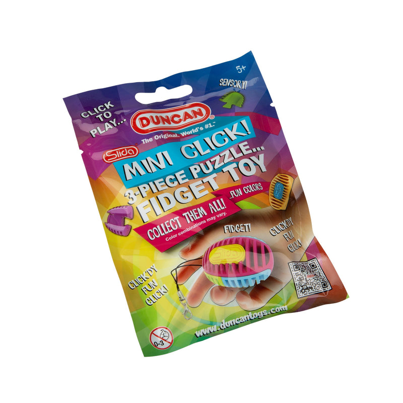 Duncan Mini Click 3D puzzle fidget toy package with colorful sliding pieces