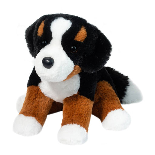 Douglas Bowie Bernese Mountain Dog plush toy with black white brown fur