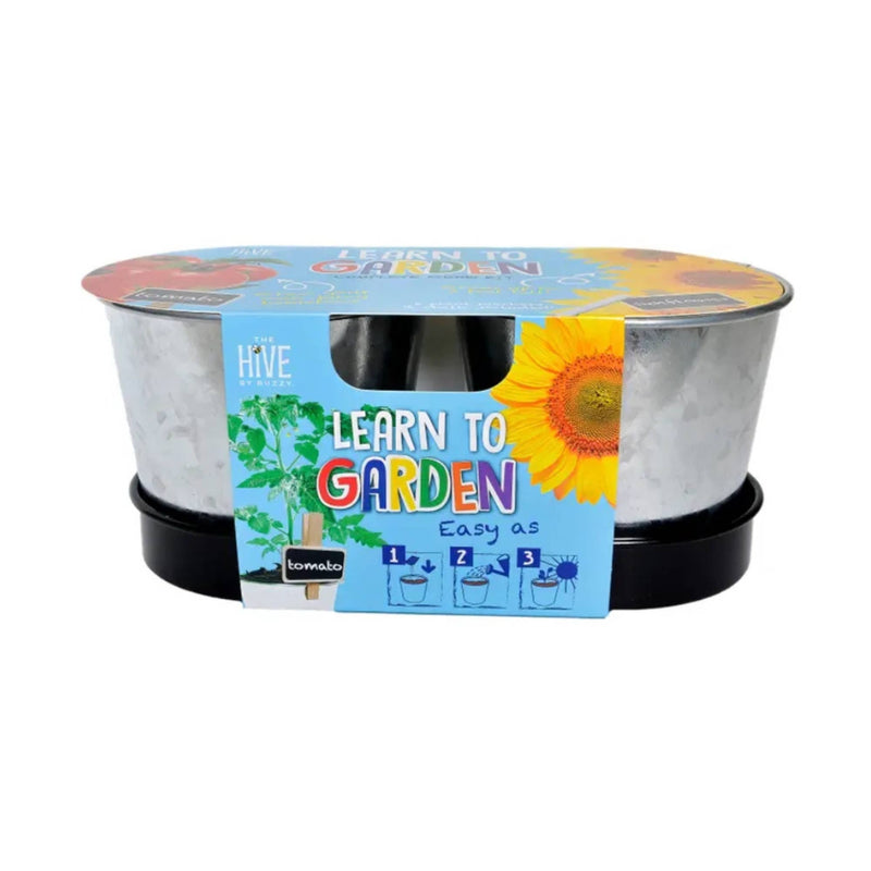 HiVE Learn to Garden grow kit with metal containers and colorful packaging