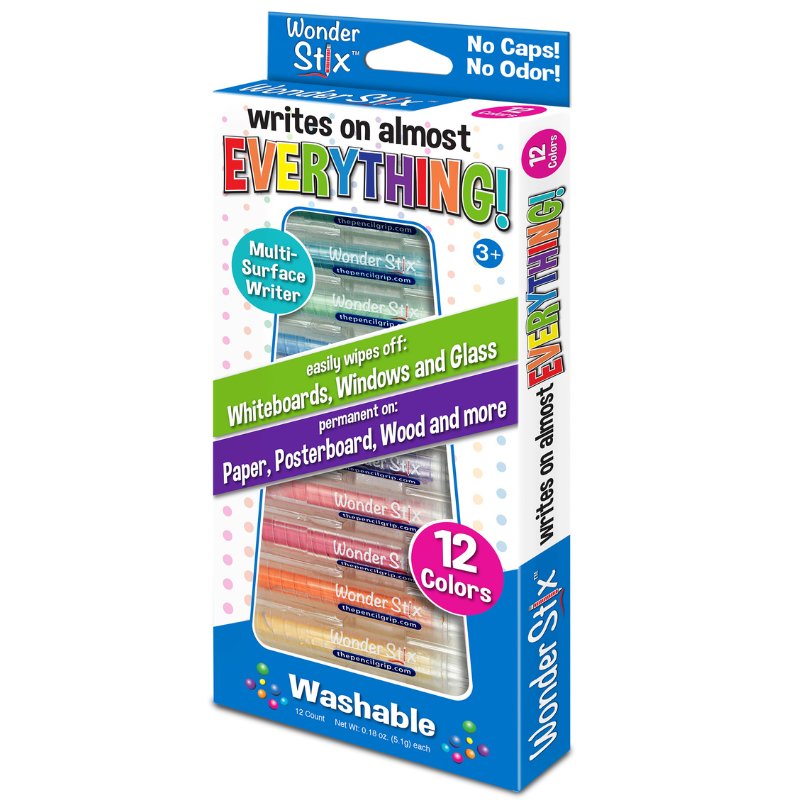 Wonder Stix 12-pack colorful multi-surface washable crayons in retail packaging
