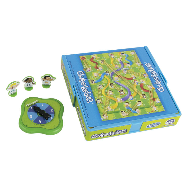 World's Smallest Chutes and Ladders miniature board game with spinner and game pieces displayed