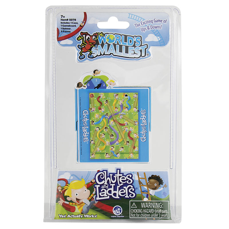World's Smallest Chutes and Ladders miniature board game in retail packaging
