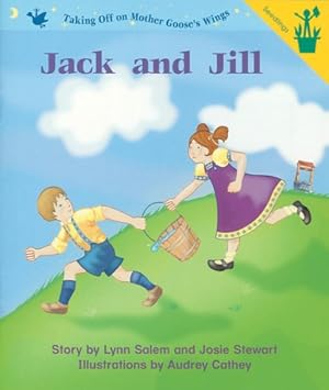 Jack and Jill children's book cover showing two kids running up a hill