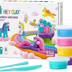 Hey Clay Rainbow Unicorns modeling clay kit with colorful clay containers and sculpting tools
