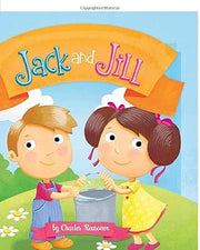 Jack and Jill children's book cover with cartoon boy and girl characters