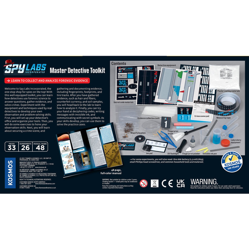 Spy Labs Master Detective Toolkit packaging showing contents and educational materials