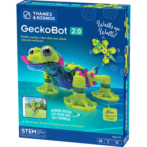 Thames & Kosmos GeckoBot 2.0 STEM educational kit packaging showing wall-climbing gecko robot