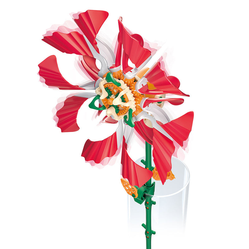 Thames & Kosmos SolarFlower Ruby Ripple with red white petals and green stem