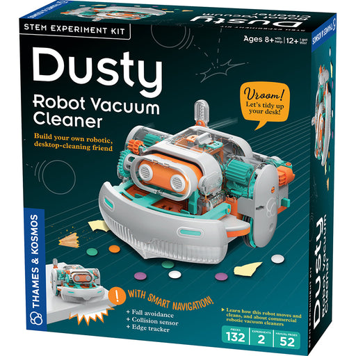 Thames & Kosmos Dusty Robot Vacuum Cleaner STEM kit packaging box showing robotic vacuum
