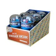 Display box of Teeny Tiny Dinosaur Arcade toys with clear dome containers