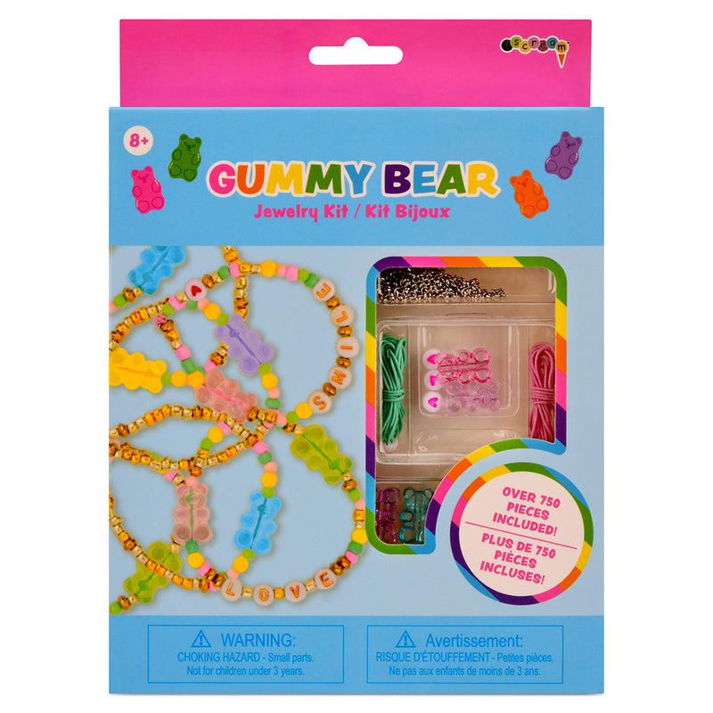 Gummy Bear Jewelry Kit package showing colorful beads and gummy bear charms for making bracelets