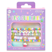 iScream Let's Celebrate bracelet set with 5 colorful beaded bracelets in purple packaging