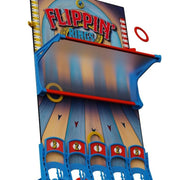 Flippin' Rings carnival-style ring toss game with blue wooden lanes and colorful rings.