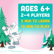Yeti Snowbrawl game promotional image showing game details and cartoon yeti character in snowy forest