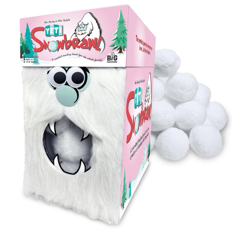 Yeti Snowbrawl game box with white furry yeti character and white snowballs