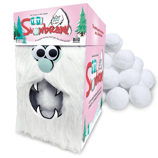 Yeti Snowbrawl game box with white furry yeti character and white snowballs