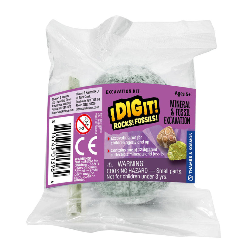 Thames & Kosmos I Dig It excavation kit package with mineral specimen inside clear bag