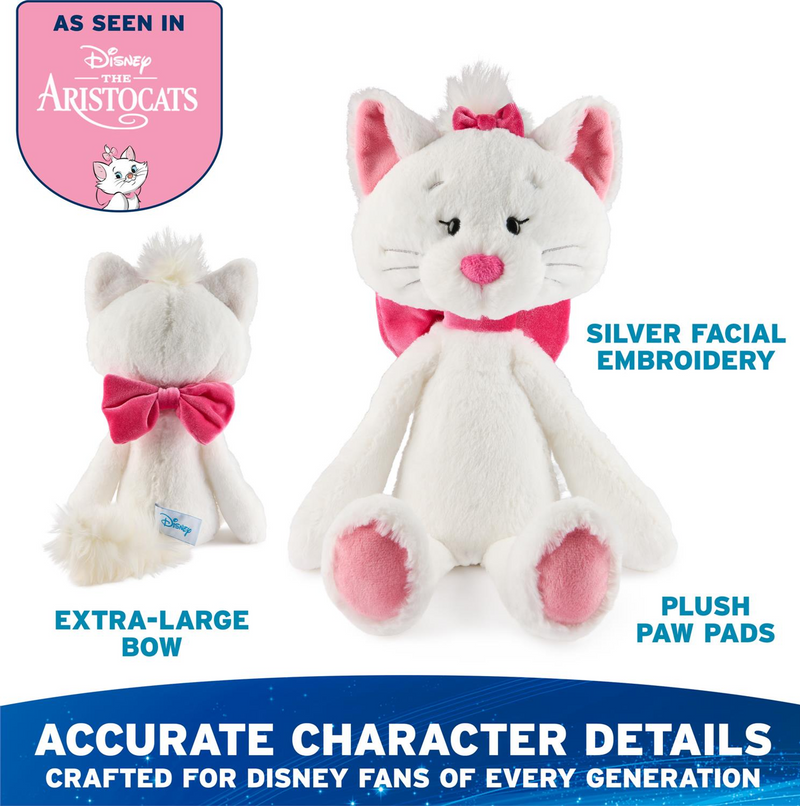 Disney Toothpick Marie plush showing pink bows, embroidered face and pink paw pads