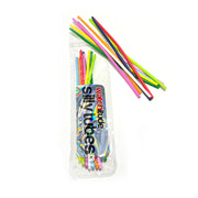 Colorful flexible silicone tubes in clear package with some tubes spilling out