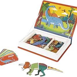 Janod Magneti'Book Dinosaurs magnetic book with dinosaur scene and magnetic pieces