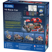 Thames & Kosmos V8 Race Car STEM educational kit packaging showing red race car model